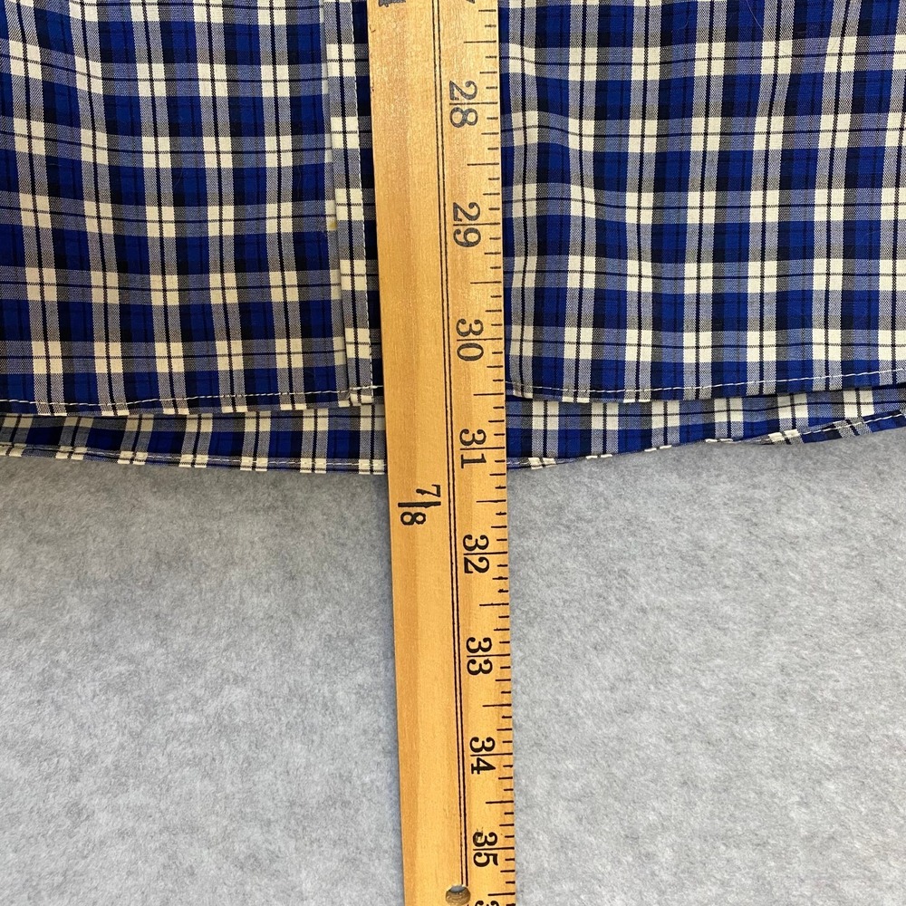 LL BEAN Men's Large Regular Blue Plaid Long Sleeve 100% Cotton Button Down Shirt - Picture 6 of 7